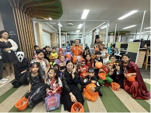 Kids participating in Trick-or-Treat at Composite