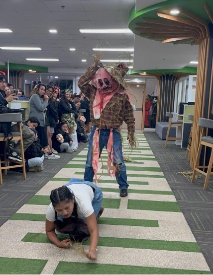 First Place Horror winner dressed as a scarecrow